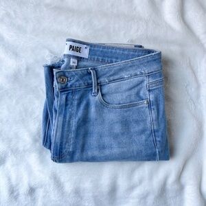 PAIGE Colette Crop Flare Petite, Sky Touch Distressed, Size 30P